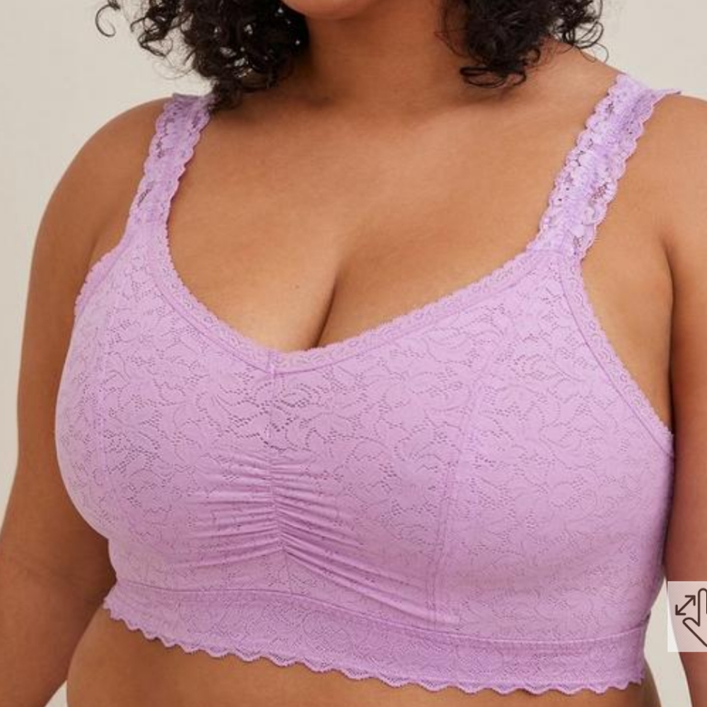 Bralite Unlined 4-Way Stretch Lace Lavender Bralette Size 5 5X